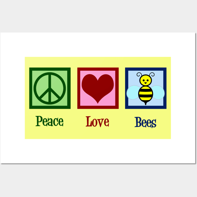 Peace Love Bees Wall Art by epiclovedesigns